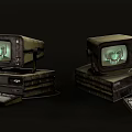 Old Vintage Computer System With Monitor Keyboard And Retro Design
