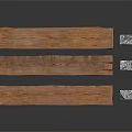 Various Types of Natural Wood Planks and Stone Blocks Material Samples