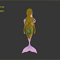 3D Rendered Mermaid Character With Purple Pink Hair Blue Scaled Tail And Reflective Body