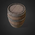 Rustic Wooden Barrel With Metal Hoops As Household Storage Item