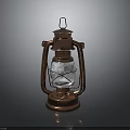Vintage Copper Lantern With Metal Frame Glass Shade And Reflective Base