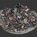 Discarded Building Components Consisting of Various Metal Fragments and Scrap Metal