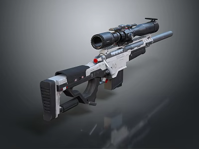 Sniper Rifle With Modern Design Scope Metal Components And Red Accents 3d model