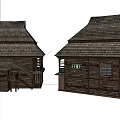 Traditional Rural Self-built House With Wooden Structure And Tile Roof Exterior