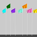 Multicolored National Flags Lined Up On Flagpoles Against White Background