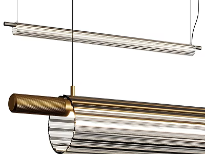 Elegant Modern Linear Pendant Light With Metallic Frame And Glass Shades 3d model