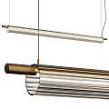 Elegant Modern Linear Pendant Light With Metallic Frame And Glass Shades 3d model