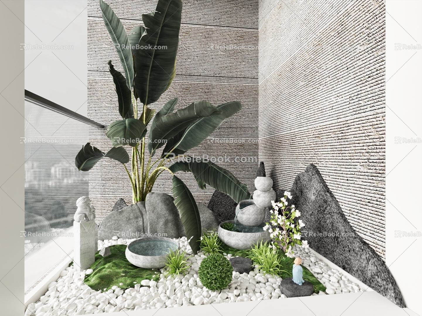 Modern Interior Landscape Greenery Landscaping 3d model