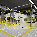 4S Auto Shop Service Area With Car Lifts Repair Equipment And Clean Floor