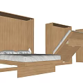 Wooden Folding Bed Modern Design Space Saving With Unfolded and Folded States