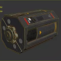 Rustic Industrial Metallic Equipment Featuring Control Panel Buttons And Red Warning Stripes