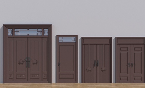 Chinese modern double door 3d model