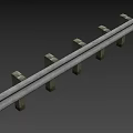 Rural Road Metal Guardrail Structure With Concrete Posts And Natural Background
