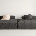 Dark Gray Sectional Sofa With Light And Dark Pillows In Minimalist Interior