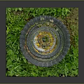 Detailed Small Decorative Multi Tiered Garden Fountain Model With Green Grass Landscape Base
