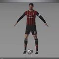 Professional Football Player Wearing Red And Black Striped Jersey Number 22 With Soccer Ball