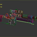 Futuristic Weapon Design With Scope Orange Mechanical Parts And Metallic Finish