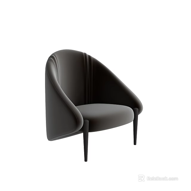 Modern Dark Gray Single Sofa With Curved Backrest And Slim Black Legs 3d model