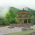 New Chinese Style Observation Deck Tea Fragrant Pavilion Observation Deck 3d model