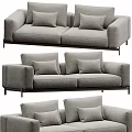 Modern Gray Fabric Double Sofa With Modern Design And Comfortable Cushions 3d model
