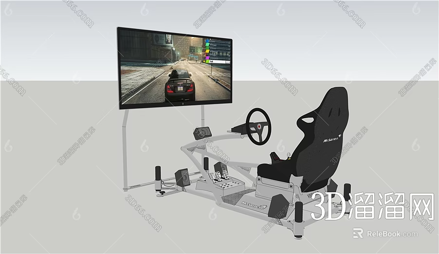 Smart Driving Simulator Machine Featuring Steering Wheel Racing Seat And Large Screen For Virtual Driving 3d model 