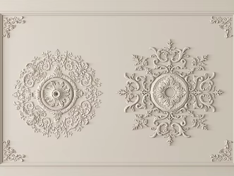 French vintage carved plaster carved lamp plate 3d model