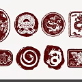 Traditional Red Dragon Seal Wall Decor With Artistic Designs And Intricate Patterns
