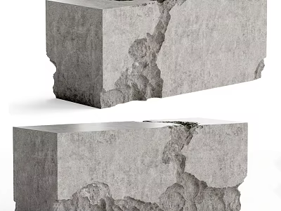 Concrete Bar Counter With Rough Surface Texture And Natural Cracks Design 3d model