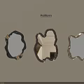 Poliform Decorative Mirrors With Three Unique Shaped Black Brown Gold Frames 3d model