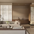 Traditional Wooden Tea Room Interior With Tea Set Bench And Stools