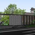 Modern Entrance Gate Design With Stone Wall Illuminated Lights And Landscaped Garden Steps