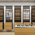 Eyewear Store Interior With Wooden Display Cabinets And Glass Counter Sunglasses Collection