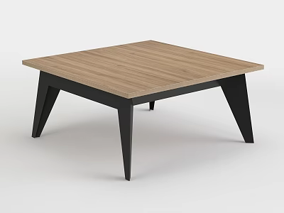 Modern Coffee Table with Wooden Tabletop and Black Metal Legs for Minimalist Living Room Decor 3d model