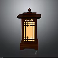 Traditional Red Wooden Chinese Lantern With Lattice Window And Warm Light Glow