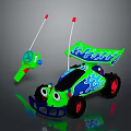 Green Blue Remote Control Toy Car With Red Antennas Flame Design For Daily Life