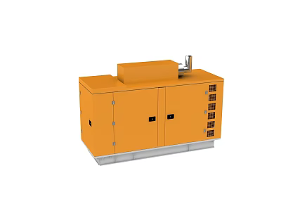 Yellow Industrial Equipment With Cabinet Doors Ventilation Slots And Steel Base 3d model