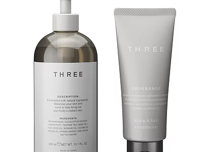 THREE Bathroom Accessories Detergent Bottle And Conditioner Tube For Daily Use 3d model