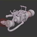 Futuristic Sci Fi Weapon with Transparent Globe Orange Glowing Core Mechanical White Structure 3d model