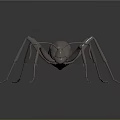 Ant as Metallic 3D Model With Shiny Surface And Reflection On Dark Background 3d model