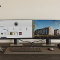 Computer Desktop Computer Desktop Office Supplies Keyboard Mouse Desk Ornaments Computer Display Headset Digital Products 3d model