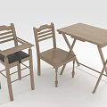 Simple Wooden Furniture Set With Folding Table Armchair Black Cushion And Standard Chair