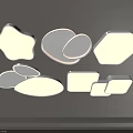 Various Shaped White Glowing Ceiling Lights Including Star Heart Hexagon Oval Square on Gray Ceiling