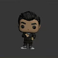 Detailed Q Style Character Sculpture Carving with Black Hair Dark Coat Crossed Hands and Sneakers