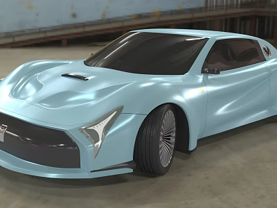 Light Blue Futuristic Sports Car With Sleek Aerodynamic Body And Distinctive Headlights 3d model