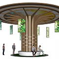 Modern Technology Tree Post Sofa Soft Round Stool Decorative Plaid 3d model