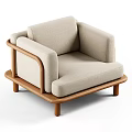 Comfortable Modern Single Sofa With Light Beige Fabric And Wooden Frame Design