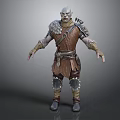 Fantasy Warrior Character in Leather and Metal Armor With Spiked Shoulder Design