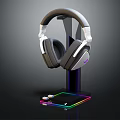 Sleek Headphones On Stand With RGB Lighting And Modern Design Features