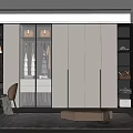 Modern Walk in Closet Interior Design With Gray Cabinets Glass Doors Shelves And Hanging Space