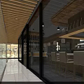 Modern Japanese Restaurant Exterior And Interior Design Featuring Glass Doors Wooden Ceiling And Sushi Bar
